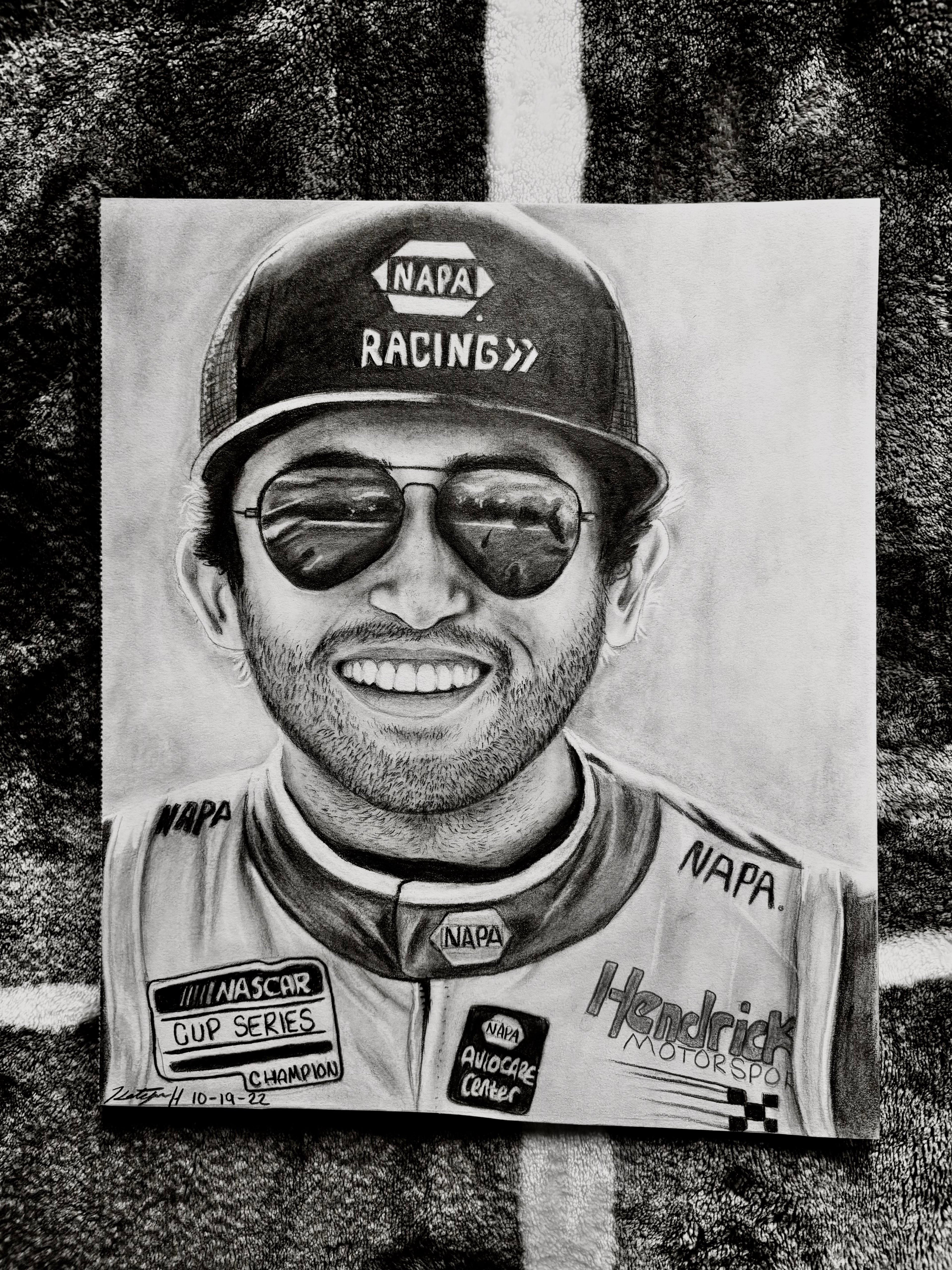 Chase Elliott – Original 9 x 12 Graphite Pencil Drawing