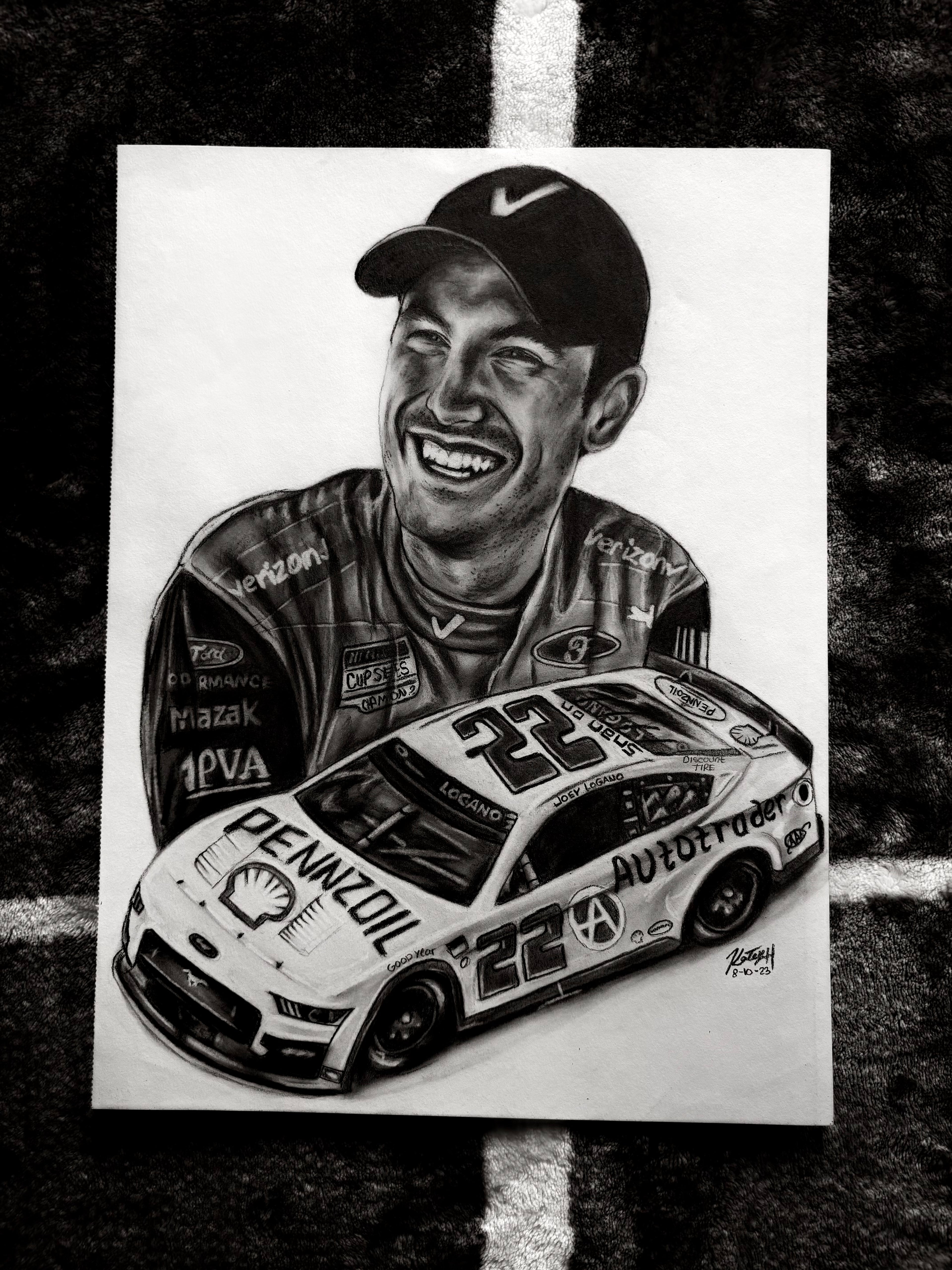 Joey Logano – Original Graphite Pencil Drawing