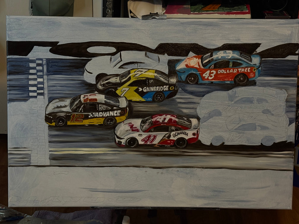 Daytona Nights — Original Oil Painting Featuring Ryan Blaney & Field