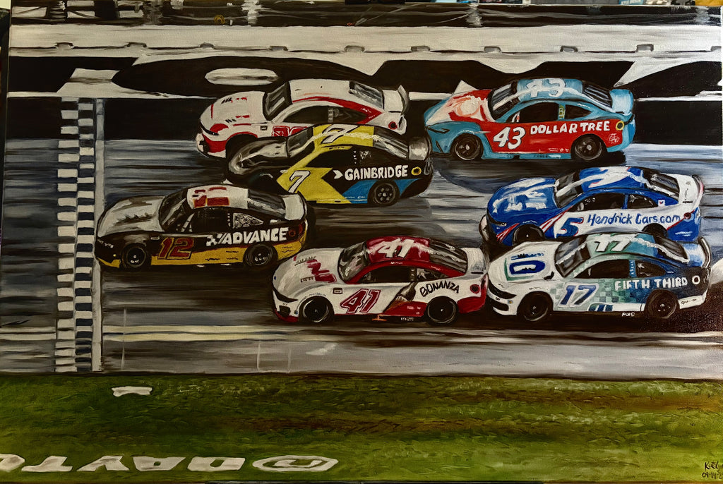 Daytona Nights — Original Oil Painting Featuring Ryan Blaney & Field