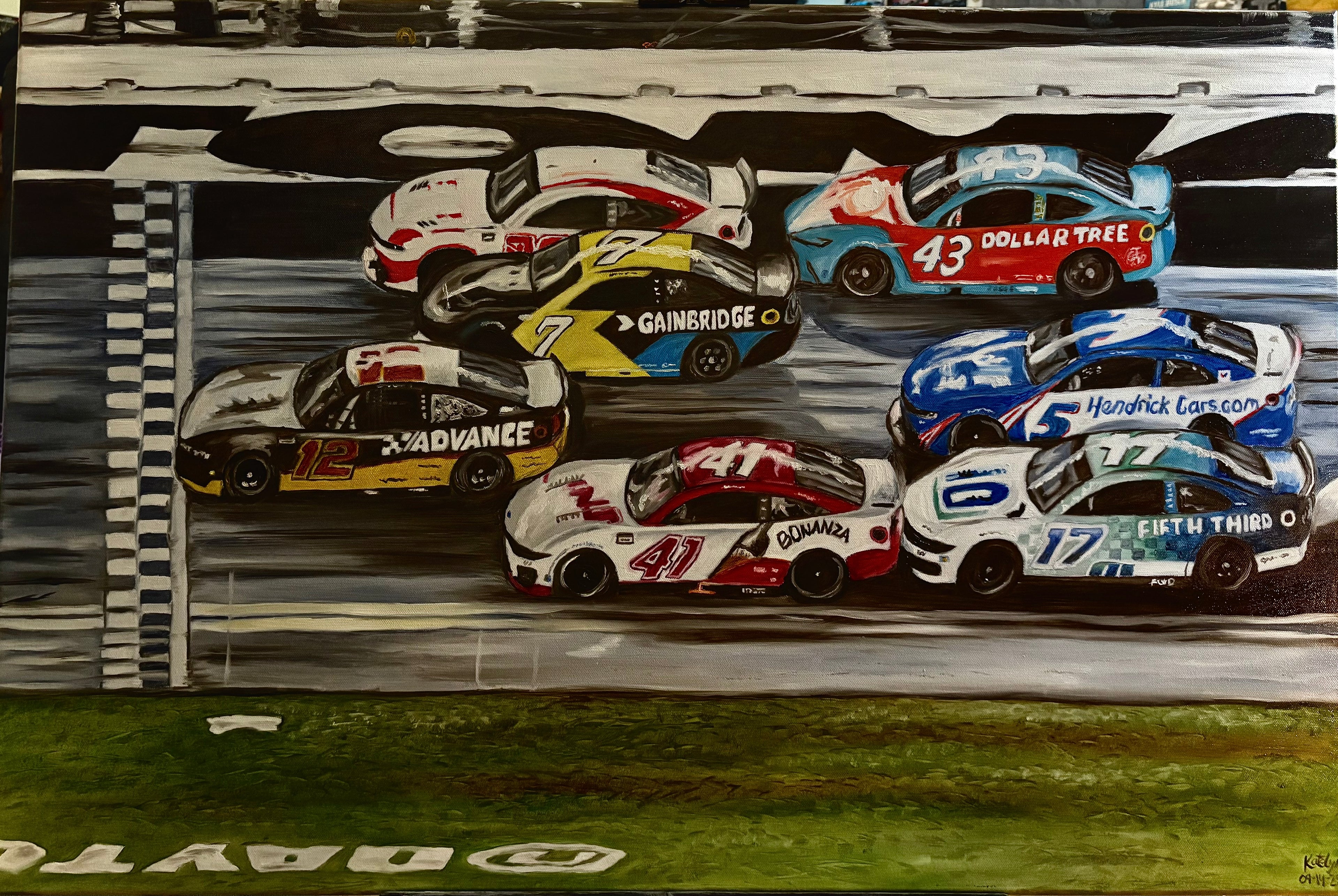 Daytona Nights — Original Oil Painting Featuring Ryan Blaney & Field