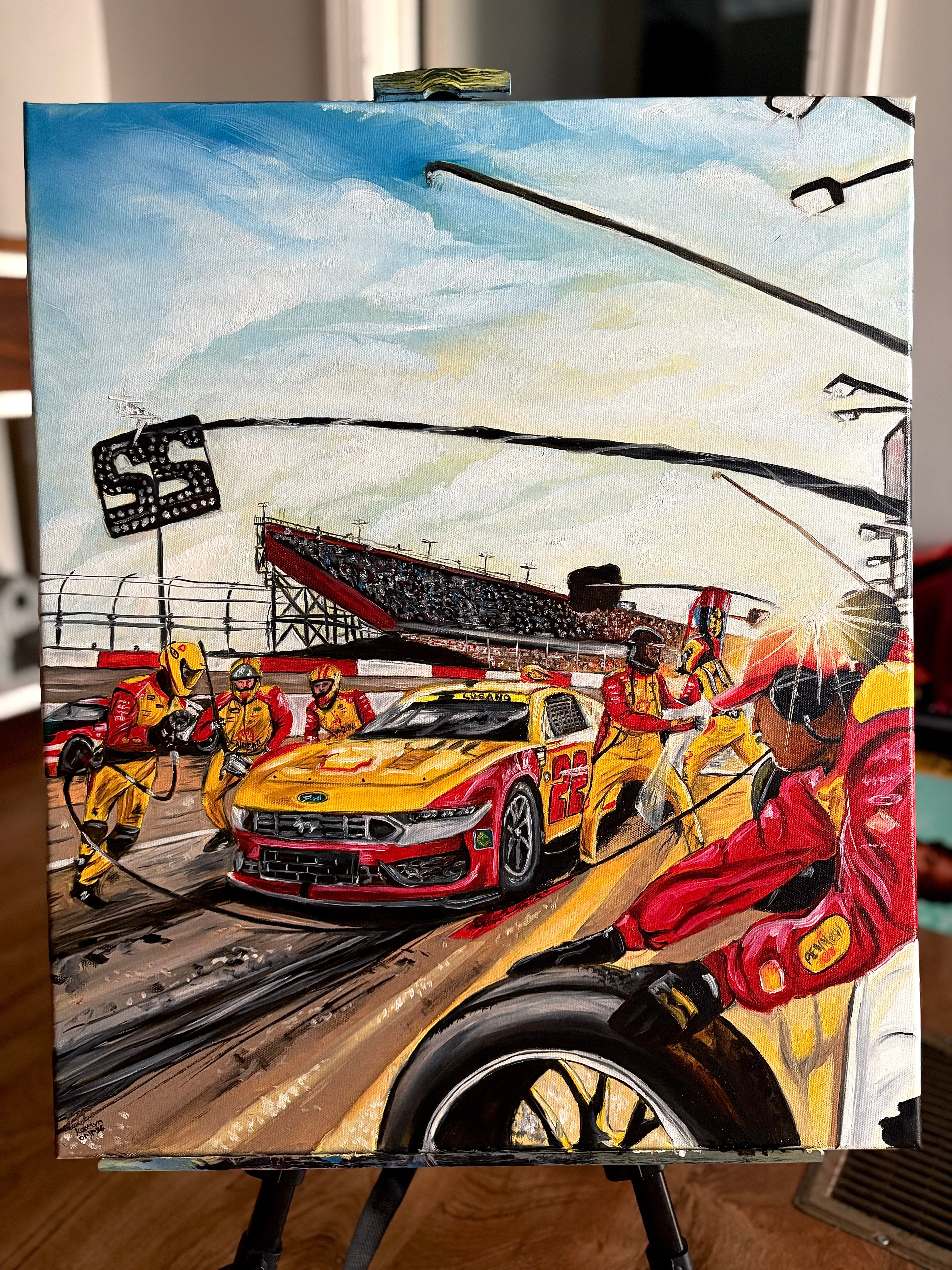 North Wilkesboro Pitstop — Original Oil Painting Featuring Joey Logano