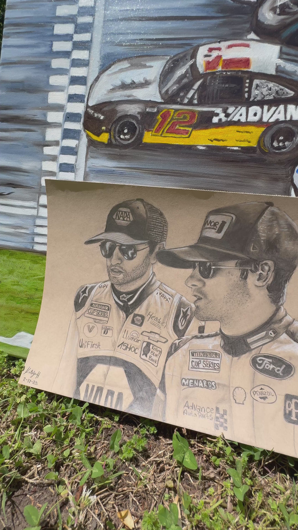 Ryan Blaney & Chase Elliott | Original Pencil Drawing