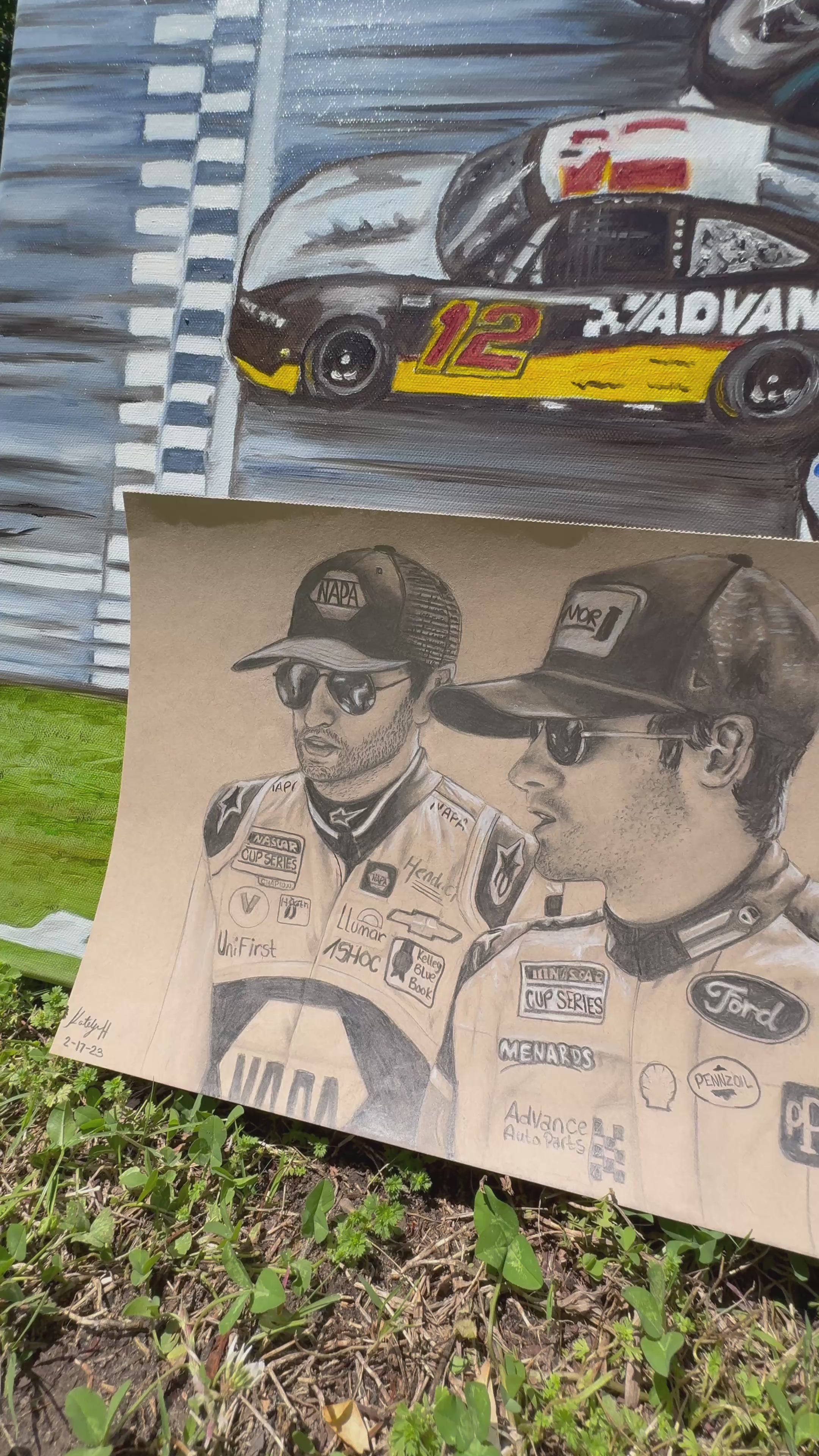 Ryan Blaney & Chase Elliott | Original Pencil Drawing